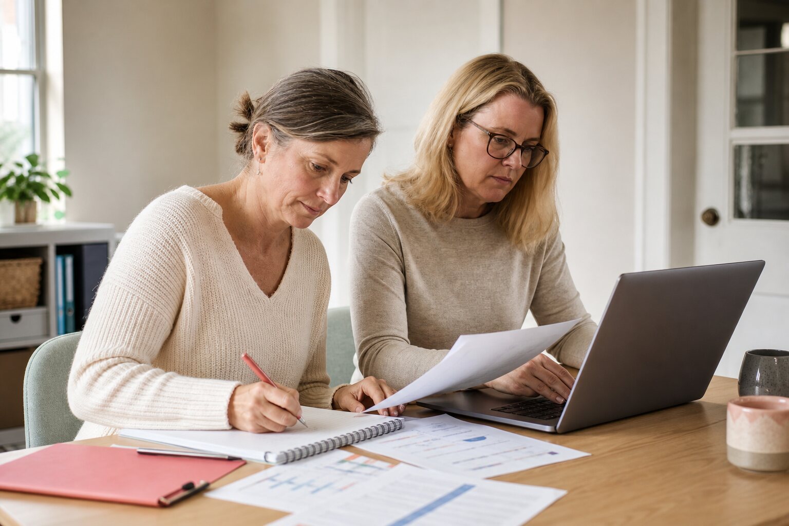 A charity team checking a funding programme against its budget
